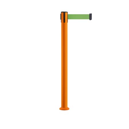 Stanchion Belt Barrier Fixed Base Orange Post 7.5ftLight Green Belt